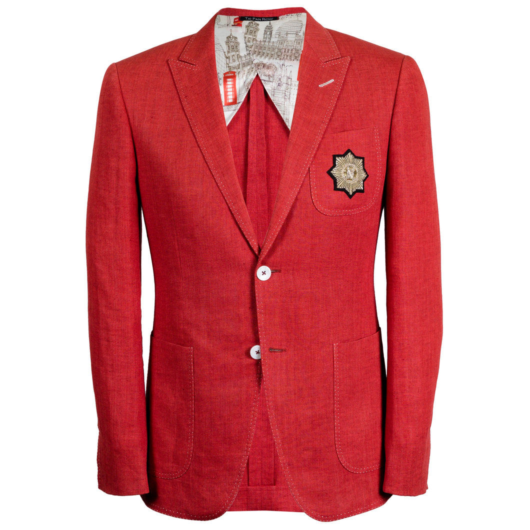 Carnet Double Pick-Stitched Peak Lapel Linen Jacket