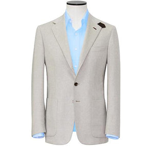 Slim-Fit Off White Pure Cashmere Blazer with Lapel Loop Detail