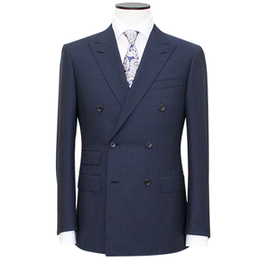 Navy Double-Breasted 6x2 Pinstripe Wool Suit Jacket