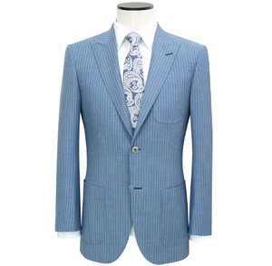 Slim-Fit Lagoon Blue Pinstripe Merino Wool Sport Coat