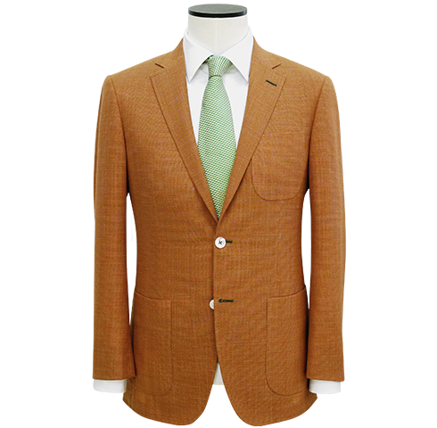 Tailored-Fit Amber Wool-Linen Texture Blazer