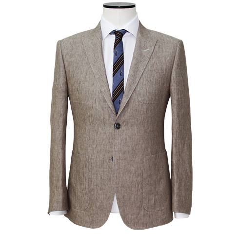 Slim-Fit Light Brown Linen Texture Sport Coat