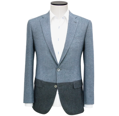 Slim-Fit Grey Two-Tone Cotton Flannel Sport Coat