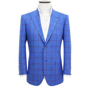 Mid-Fit Cornflower Blue Windowpane Wool Sport Coat