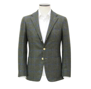 3/2 roll Herringbone Windowpane Check Cashmere Sport Coat