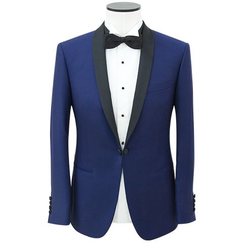 Persian Blue Slim Shawl Lapel Link-front Dinner Jacket
